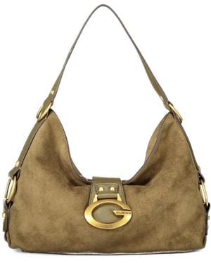 Guess Large Camden Suede-Effect Shoulder Bag - Natural