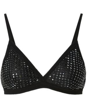 Pinko Mesh-Effect Bra With Rhinestones - Black