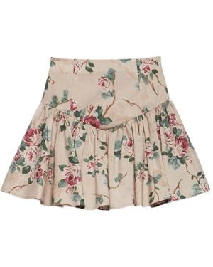 Aniye By Diana Ruffled-Hem Floral Mini Skirt - Natural