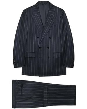 Tom Ford Completo Doppiopetto Gessato - Blu