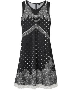 Marc Jacobs Polka Dot Lace-Detail Midi Dress - Black