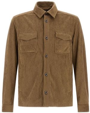 Herno Surchemise Boutonnée Effet Velours Côtelé - Vert