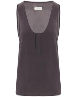 Saint Laurent Sleeveless Silk Top - Purple