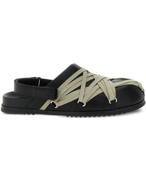 Rick Owens Granola Leren Klompen Met Veters - Zwart