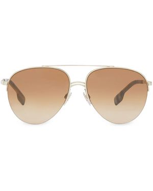 Burberry Top Bar Aviator-Style Sunglasses - White