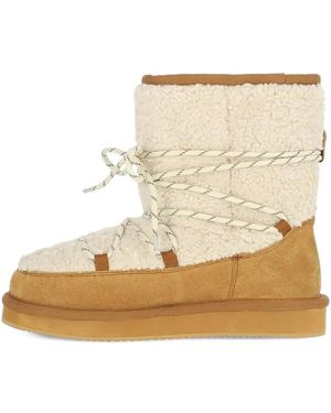 Mexx Lace-Up Shearling Boots - Natural