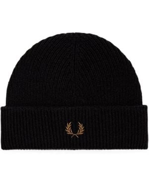 Fred Perry Wool Beanie Hat - Black