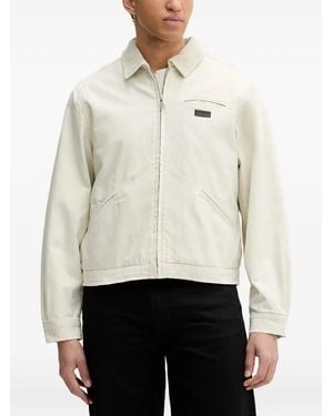 AllSaints Corduroy-Collar Logo-Patch Relaxed Fit Jacket - White