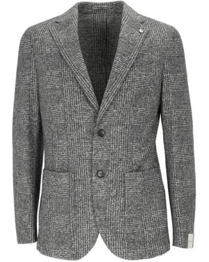 L.B.M. 1911 Checked Notched-Lapel Blazer - Grey