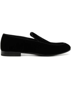 Giorgio Armani Embroidered-Logo Detail Loafers - Noir
