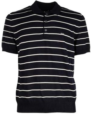 Prada Striped Short-Sleeve Polo Shirt - Black