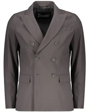 Herno Notch-Lapel Double-Breasted Blazer - Grey