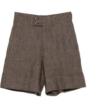 Berwich Nadine Double-Buttoned Turn-Up Shorts - Brown