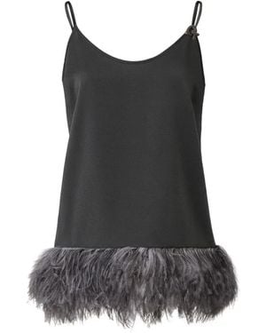 Fabiana Filippi Feather-Trim Bead-Embellished Camisole Top - Black