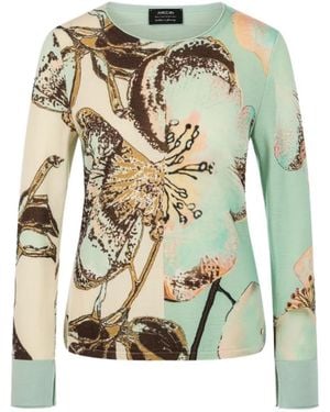 Marc Cain Floral-Print Virgin Wool Sweater - White