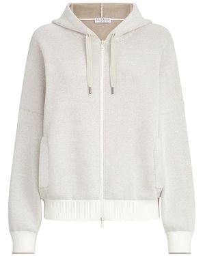 Brunello Cucinelli Honeycomb Zip-Up Hoodie - White