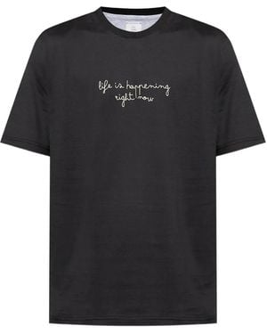 Eleventy Camiseta con eslogan bordado - Negro