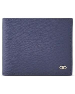 Ferragamo Gancini Kalfsleren Portemonnee Met Logodetail - Blauw
