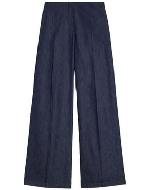 Jil Sander Chambray Straight-Leg Trousers - Blue