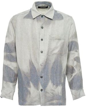 JiyongKim Bleach-Effect Linen Shirt - Grey
