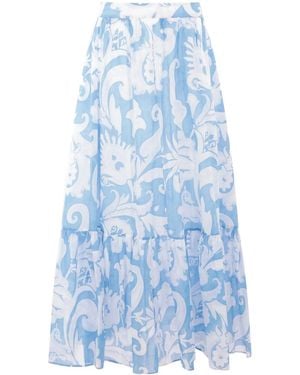 Etro Paisley Print Maxi Skirt - Blue