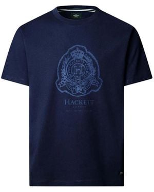 Hackett Shield Logo-Print T-Shirt - Blue
