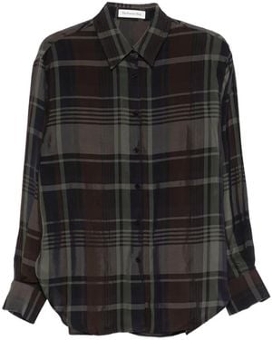 Frankie Shop Sheer Finish Button-Up Long Sleeve Shirt With Point Collar - Black