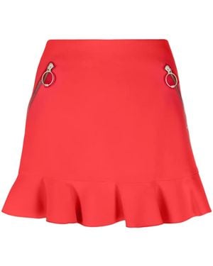 DSquared² Zip-Detail Ruffled Mini Skirt - Red