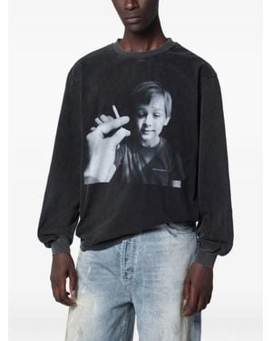 DAGGER Long-Sleeved Cotton T-Shirt - Blue