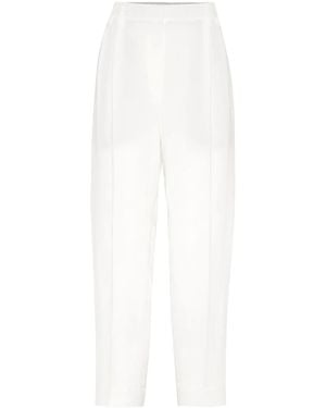 Brunello Cucinelli High-Waist Cropped Trousers - White