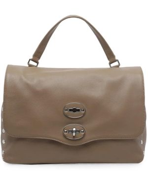 Zanellato Medium Postina Studded Leather Shoulder Bag - Brown