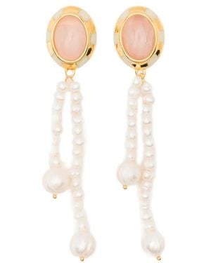 Aurelie Bidermann Boucles D'Oreilles Pendantes Mirasol Ovales En Perles - White