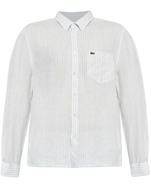 Lacoste Striped Button-Down Shirt - White