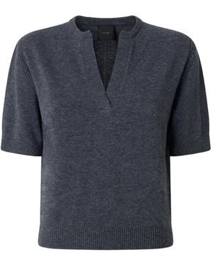 Pinko Short-Sleeve V-Neck Sweater - Blue