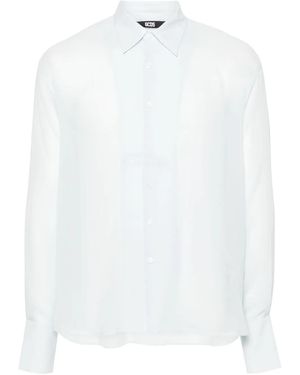 Gcds Zijden Blouse Met Geborduurd Logo - Wit