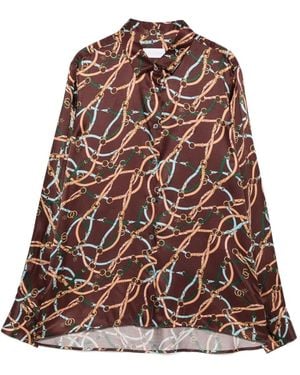 Robert Friedman Blouse Met Kettingprint - Bruin