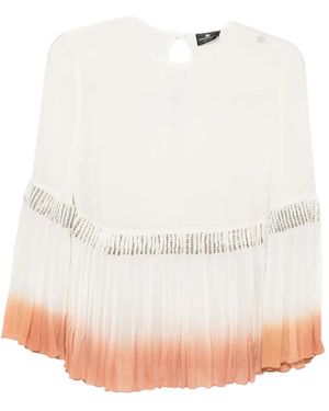 Elisabetta Franchi Pleated Ombré-Effect Top - White