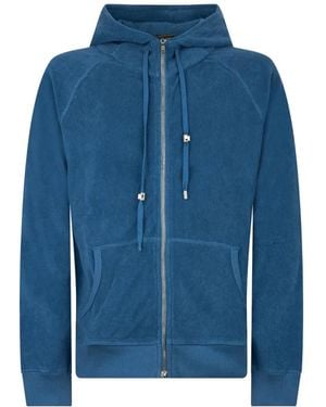 Moorer Melvin Terry-Cloth Zip-Up Hoodie - Blue