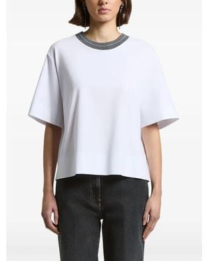 Peserico Contrast-Trim Keyhole-Back T-Shirt - White