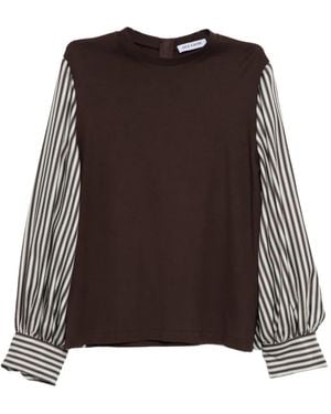 Dice Kayek Sweatshirt With Striped Sleeves - Brown