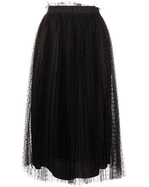 RED Valentino Pleated Point D'Esprit Tulle Skirt - Black