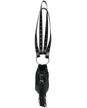 Ann Demeulemeester Kenan Fringe-Trimmed Leather Bucket Bag - Black