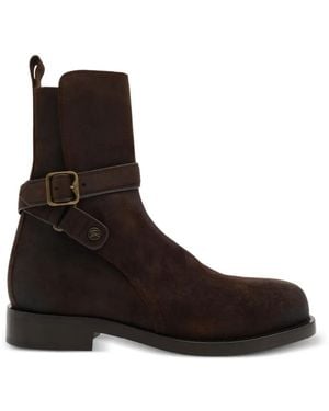 Burberry Waxed Suede Ledger Boots​ - Black