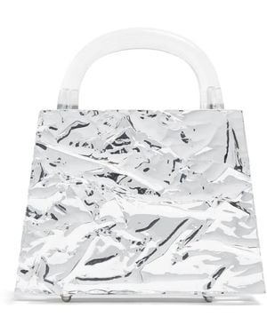 L'afshar Eva Crushed-Finish Tote Bag - White