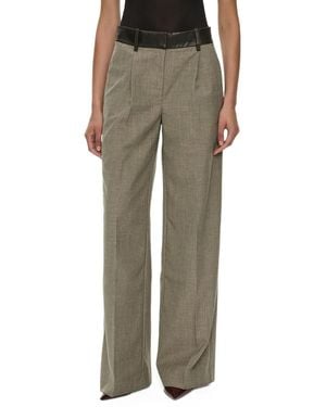 Christopher Esber Tropical Broek Met Leren Taille En Wijde Pijpen - Groen