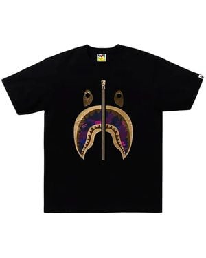 A Bathing Ape Shark Camo-Print T-Shirt - Black