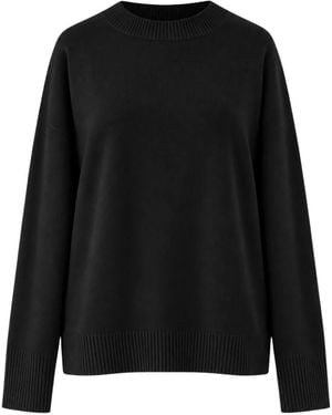 SOLOTRE Ribbed-Trim Drop-Shoulder Sweater - Black