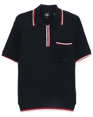 Mackage Estaban Striped-Trim Zip-Neck Polo Shirt - Black
