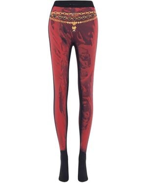 Marine Serre Jersey Legging Met Print - Rood