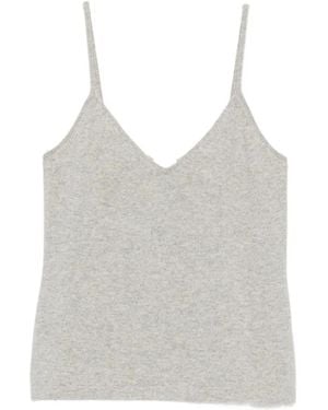 Bompard Cashmere Spaghetti-Strap Top - Grey